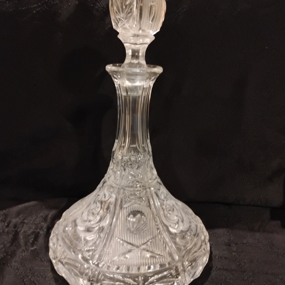 unbranded Other - 60'S ANTIQUE SHIP CAPTAINS ETCHED FLORAL LEAD CRYSTAL DECANTER